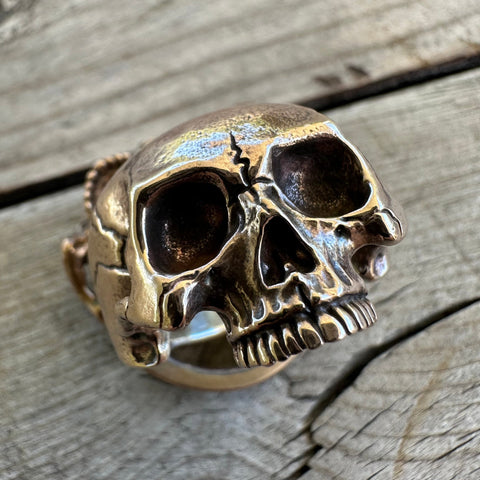 10.25 Half Skull Ring | Bronze