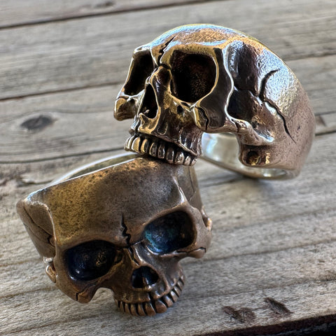 10.25 Half Skull Ring | Bronze