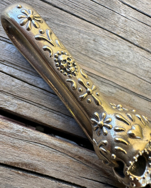 Custom Dia de Los Muertos II / Brass Belt Hook / Keychain