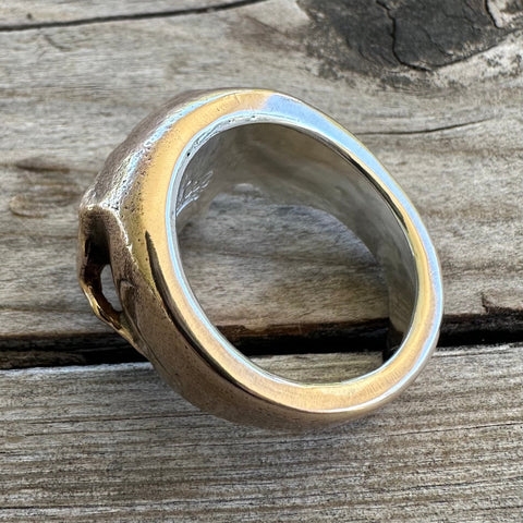 10.25 Half Skull Ring | Bronze