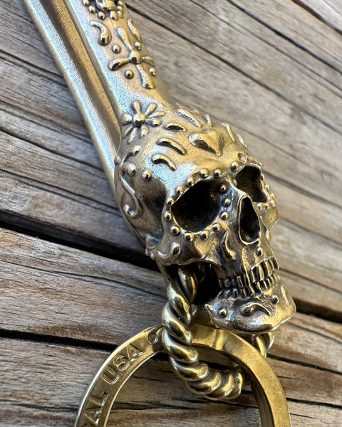 Custom Dia de Los Muertos II / Brass Belt Hook / Keychain