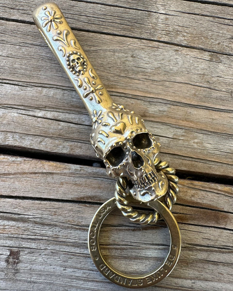 Custom Dia de Los Muertos II / Brass Belt Hook / Keychain
