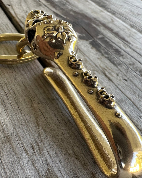 Custom Dia de Los Muertos Brass Belt Hook / Keychain