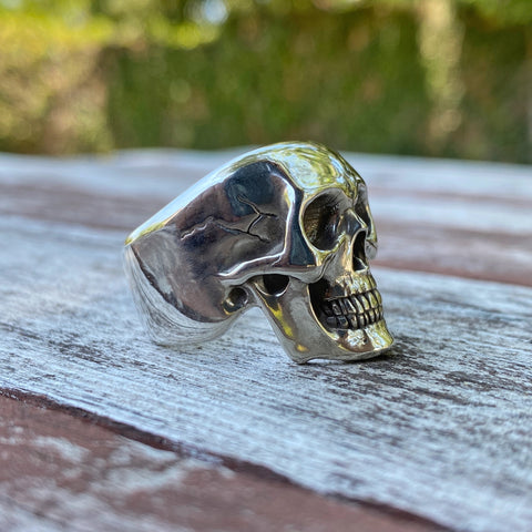 Men's Fine Silver Skull and Crossbones Ring - Jewelry1000.com